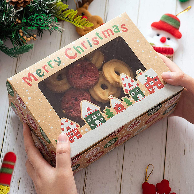 Scatole per biscotti natalizi Scatole regalo per ciambelle Scatola da forno con finestra trasparente