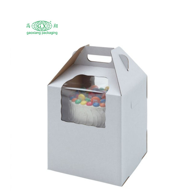 Contenitore alto usa e getta in cartone bianco Scatola porta torta a 2 o 3 strati con finestra con manico