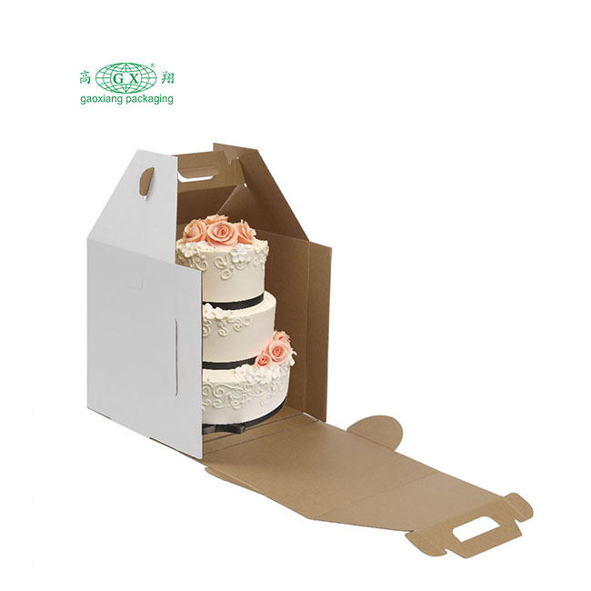 Contenitore alto usa e getta in cartone bianco Scatola porta torta a 2 o 3 strati con finestra con manico