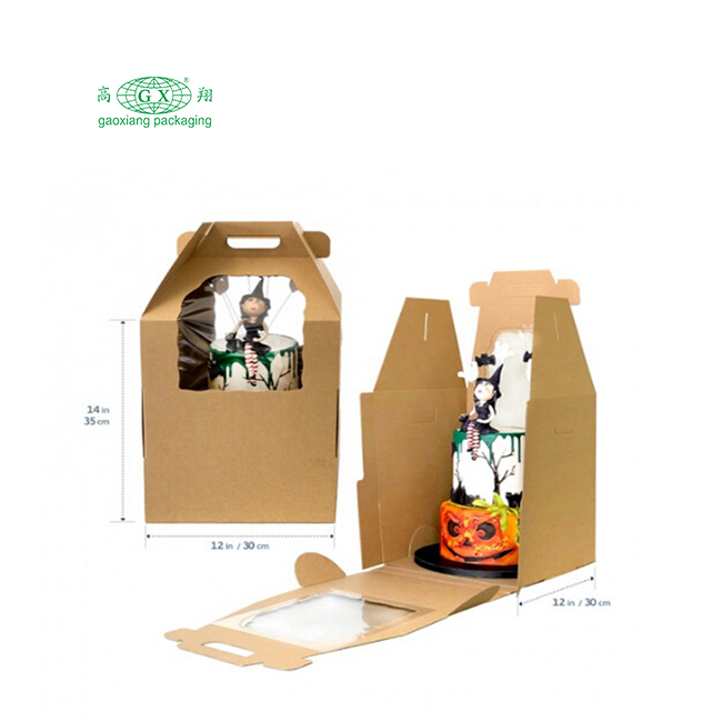 Contenitore alto usa e getta in cartone bianco Scatola porta torta a 2 o 3 strati con finestra con manico