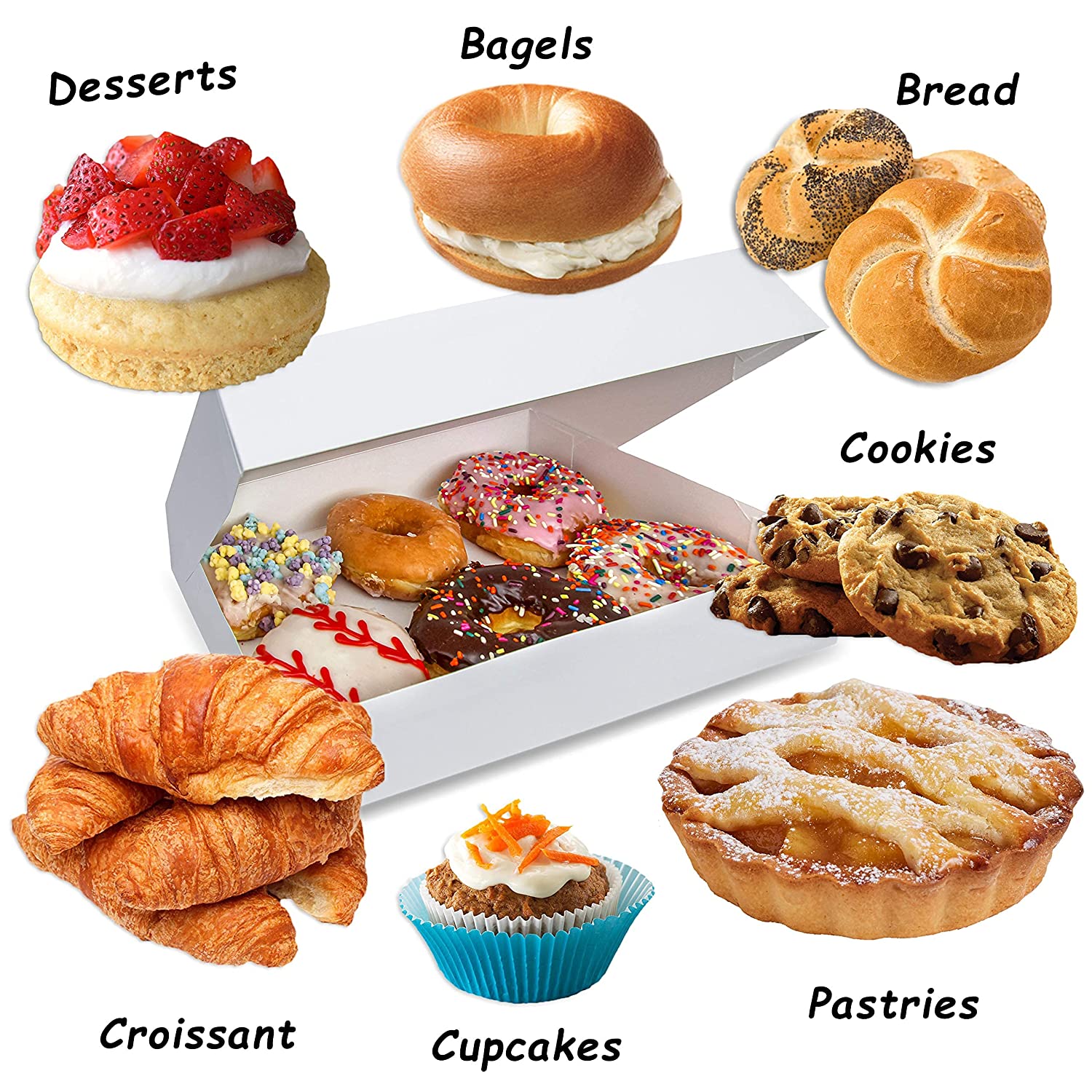 Scatola di carta per biscotti, macaron, cupcake, ciambelle, caramelle, matrimonio, con finestra trasparente