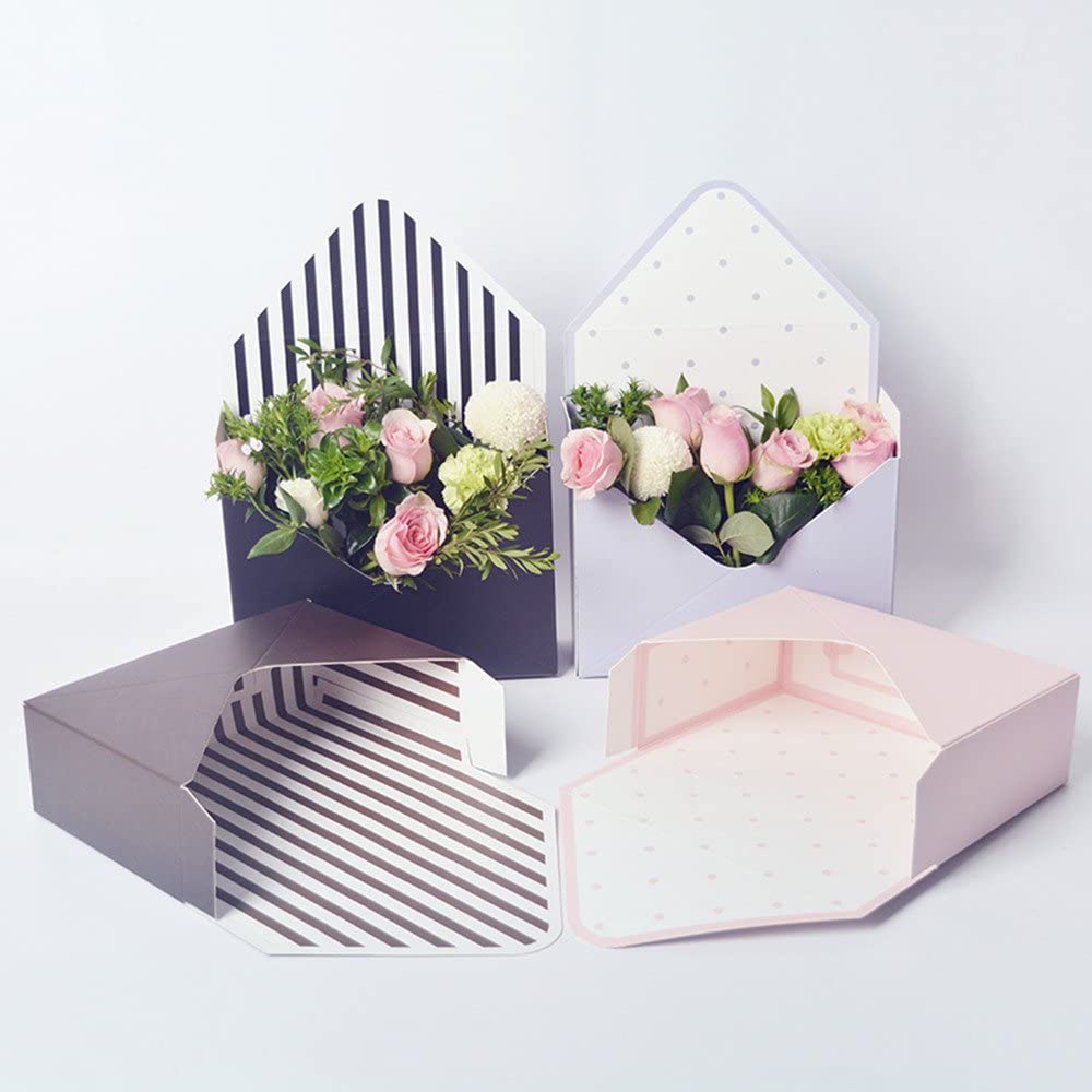 Scatola regalo di lusso in carta da imballaggio per fiori con busta di san valentino in cartone con logo personalizzato natalizio
