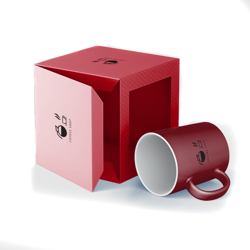 Scatola da imballaggio in carta regalo all'ingrosso Scatole da imballaggio personalizzate per tazze da caffè con design personalizzato con finestra trasparente