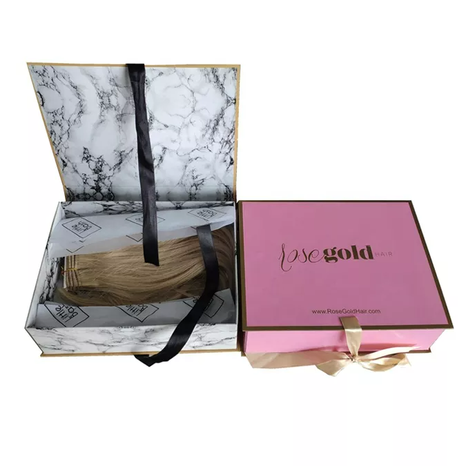 Nastro di cartone di lusso con etichetta privata confezione regalo in marmo nero confezione personalizzata per capelli