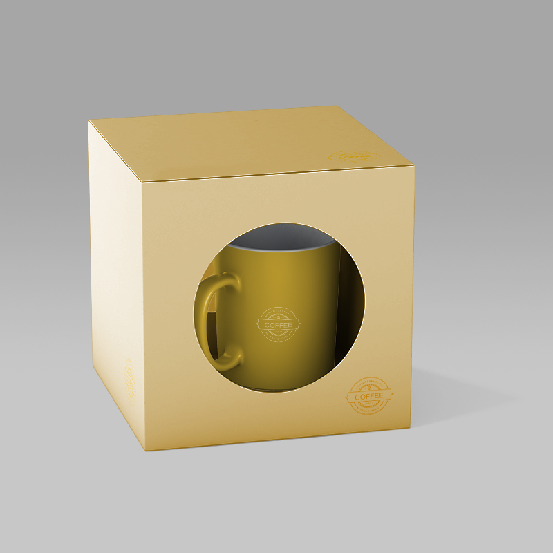 Scatola da imballaggio in carta regalo all'ingrosso Scatole da imballaggio personalizzate per tazze da caffè con design personalizzato con finestra trasparente