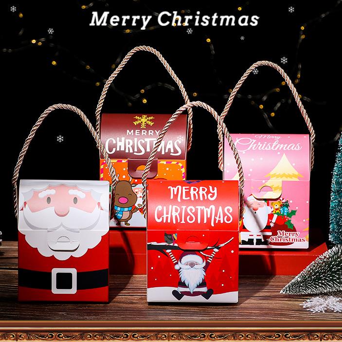 Sacchetto di carta della mela di natale della borsa piegante del regalo di natale creativo all'ingrosso su ordinazione