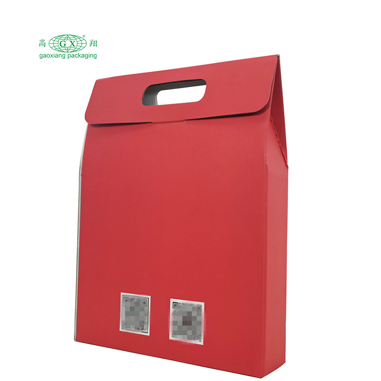 Scatole per vino ondulate pieghevoli stampate personalizzate all'ingrosso Scatola per imballaggio di bottiglie di carta da 3 bottiglie con finestra