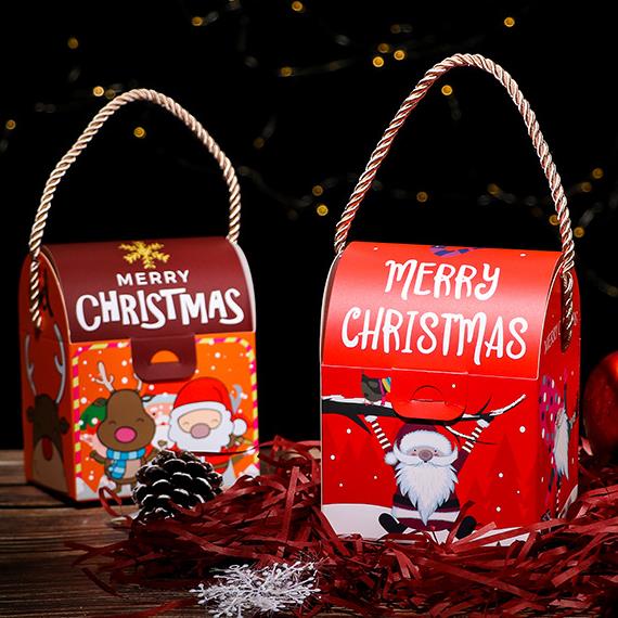 Sacchetto di carta della mela di natale della borsa piegante del regalo di natale creativo all'ingrosso su ordinazione