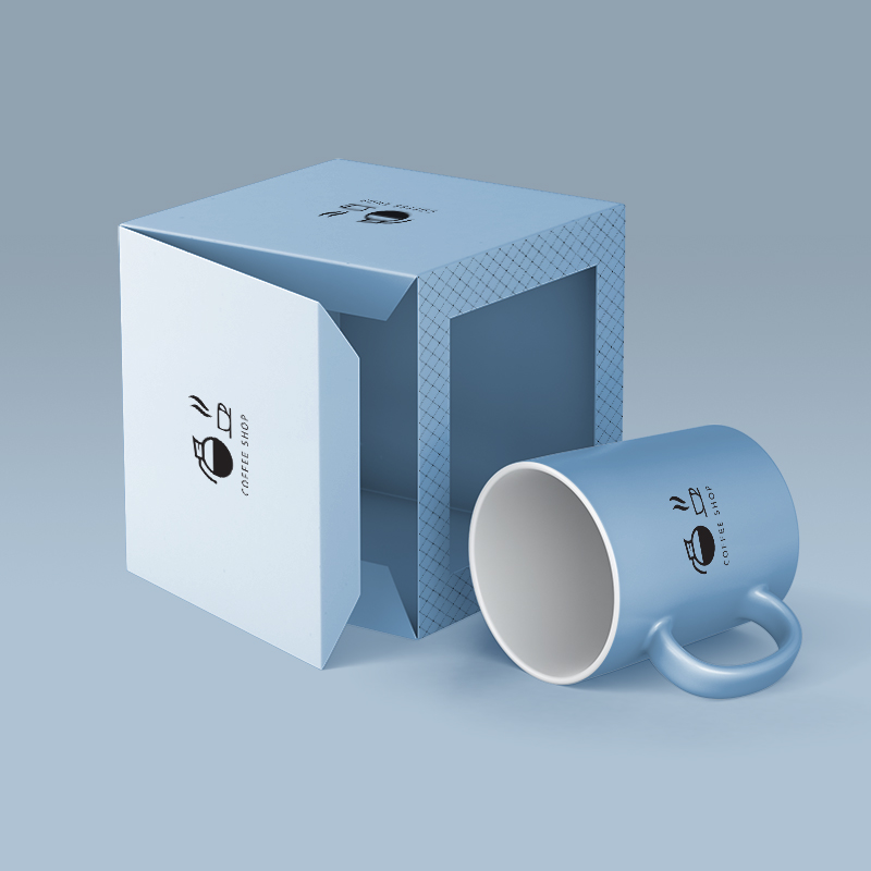 Scatola da imballaggio in carta regalo all'ingrosso Scatole da imballaggio personalizzate per tazze da caffè con design personalizzato con finestra trasparente