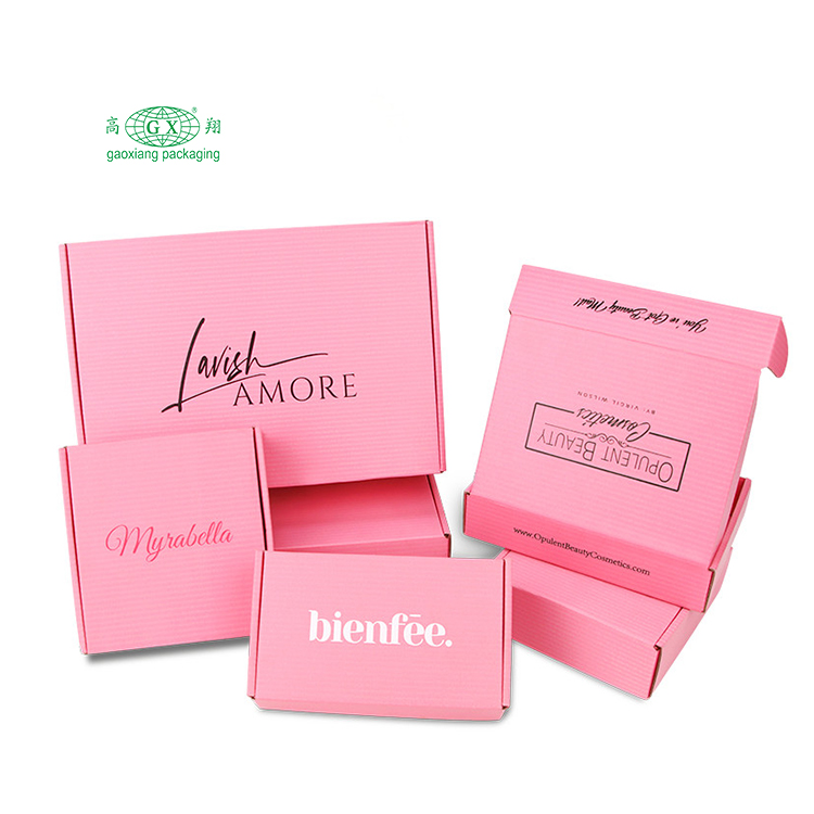 Imballaggio di scatole di spedizione per spedizioni postali ondulate in cartone di carta rosa multiuso con logo personalizzato