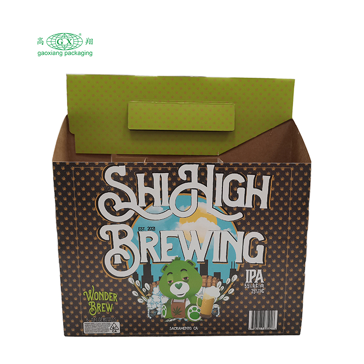 Confezione di bottiglie di birra in cartone ondulato di carta fatta in casa di alta qualità personalizzata