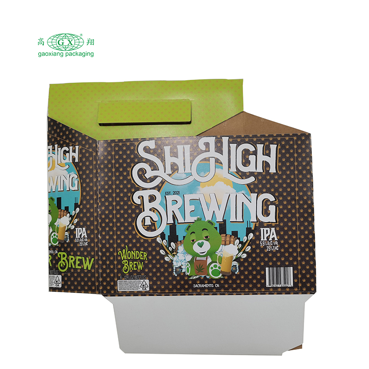 Confezione di bottiglie di birra in cartone ondulato di carta fatta in casa di alta qualità personalizzata