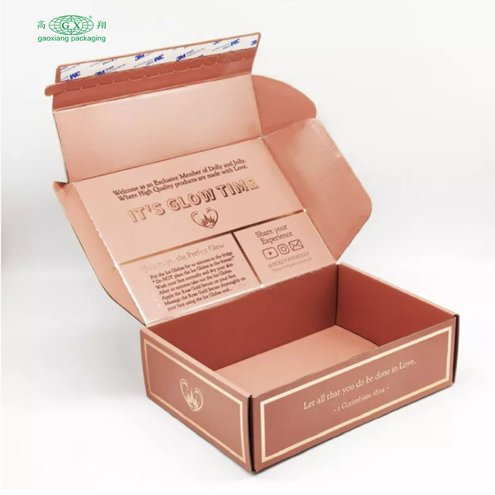 Logo personalizzato colorato carta ondulata rosa imballaggio cosmetico ciglia scatola di spedizione postale scatole personalizzate