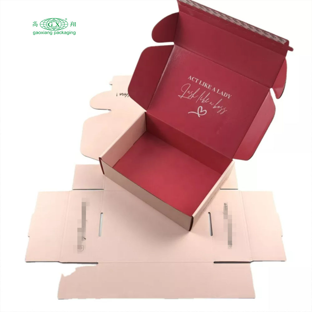 Logo personalizzato colorato carta ondulata rosa imballaggio cosmetico ciglia scatola di spedizione postale scatole personalizzate