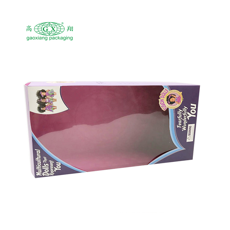 Scatola di carta pieghevole per bambini con confezione regalo per bambole con logo personalizzato della fabbrica inferiore con finestra