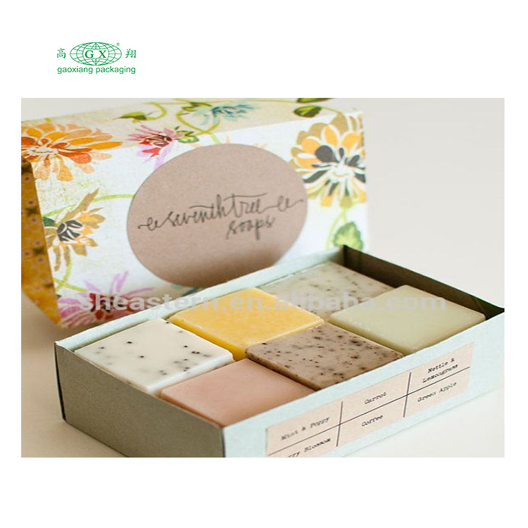 Confezione di scatole di sapone in carta kraft fantasia personalizzata