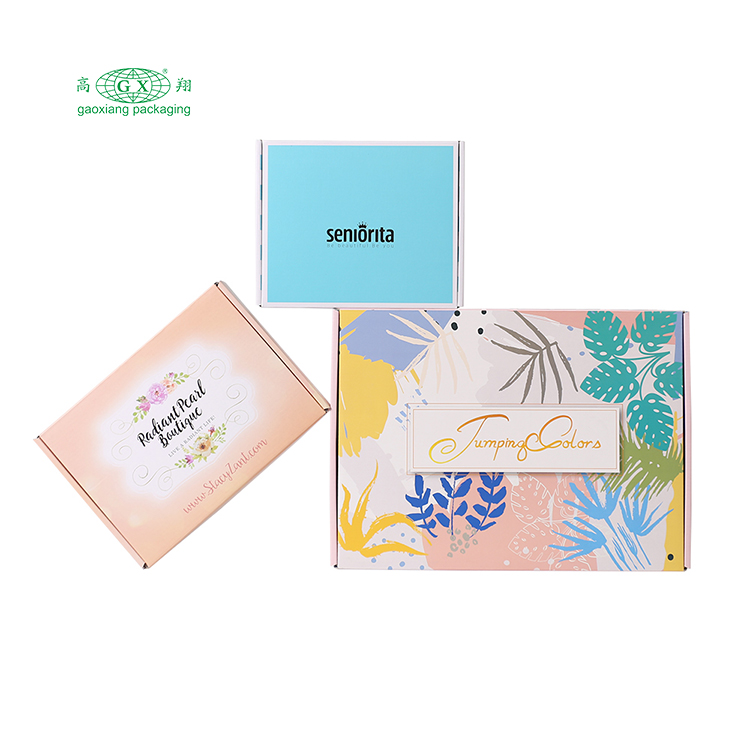Logo personalizzato stampato biancheria intima personalizzata abbigliamento di bellezza scatole di imballaggio di carta ondulata confezione di scatole di colori