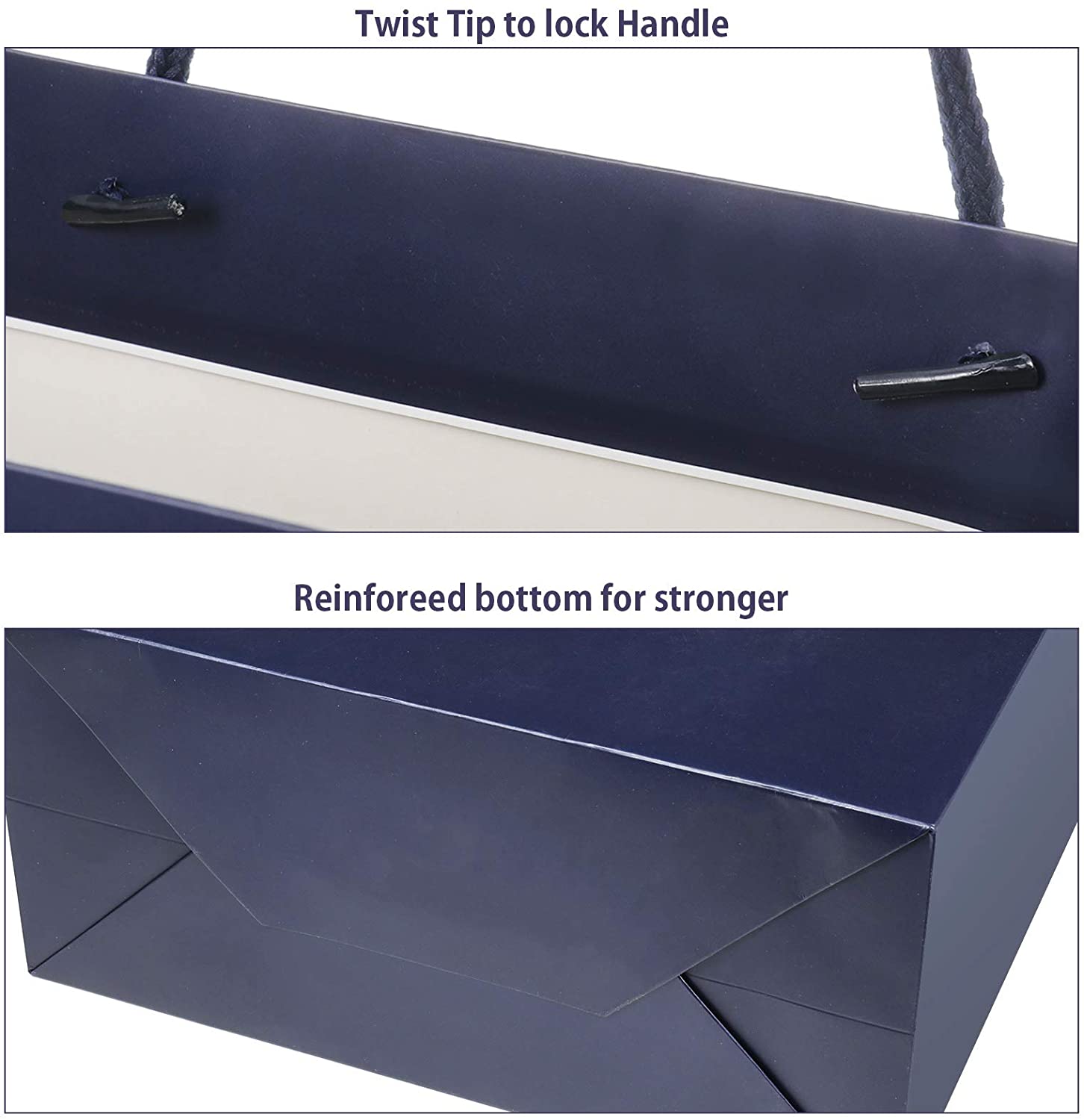 Sacchetto di carta in cartone stampato con logo blu personalizzato di lusso con manico a fiocco in nastro per scatole della spesa per regali