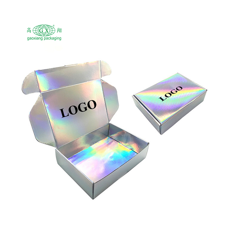 Logo stampato personalizzato piccolo cartone ondulato scatola postale pieghevole scatola postale scatole di spedizione olografiche