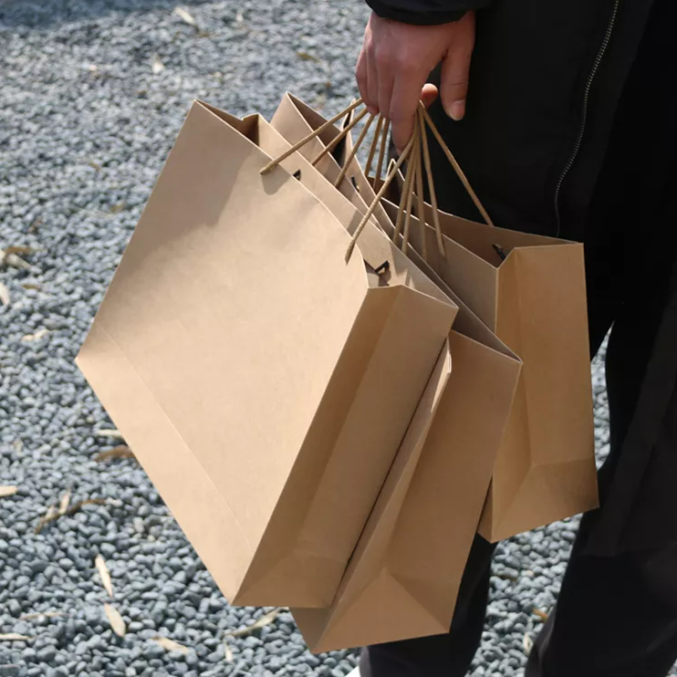 Sacchetto di carta da asporto personalizzato, shopping di moda, abbigliamento, sacchetto di carta, sacchetti di carta kraft marrone